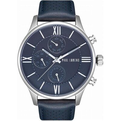 Paul Lorens, Armbanduhr, Herrenuhr PL11652A6-6F1, Silber, Blau, (Chronograph) Paul Lorens, Armbanduhr, Herrenuhr PL11652A6-6F1, Silber, Blau, (Chronograph)