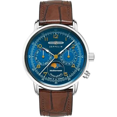 Zeppelin, Armbanduhr, 96373, Braun, Silber, Blau, Türkis, (Analoguhr, Chronograph, 36 mm) Zeppelin, Armbanduhr, 96373, Braun, Silber, Blau, Türkis, (Analoguhr, Chronograph, 36 mm)