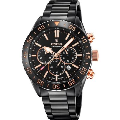 Festina, Armbanduhr, Ceramic, Schwarz, (Analoguhr, Chronograph, 44 mm) Festina, Armbanduhr, Ceramic, Schwarz, (Analoguhr, Chronograph, 44 mm)