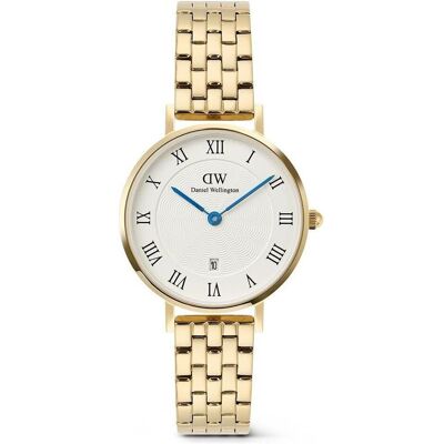 Daniel Wellington, Armbanduhr, - Petite 28 Roman Numerals Date 5-Link White Gold DW00100857, Weiss, (28 mm) Daniel Wellington, Armbanduhr, - Petite 28 Roman Numerals Date 5-Link White Gold DW00100857, Weiss, (28 mm)