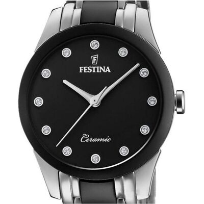Festina, Armbanduhr, Ceramic 20499/3 (L), Silber, Schwarz, (Analoguhr, 35 mm) Festina, Armbanduhr, Ceramic 20499/3 (L), Silber, Schwarz, (Analoguhr, 35 mm)