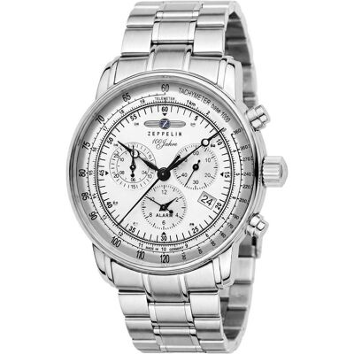 Zeppelin, Armbanduhr, 7680MB1, Weiss, Silber, (Analoguhr, Chronograph, 42 mm) Zeppelin, Armbanduhr, 7680MB1, Weiss, Silber, (Analoguhr, Chronograph, 42 mm)