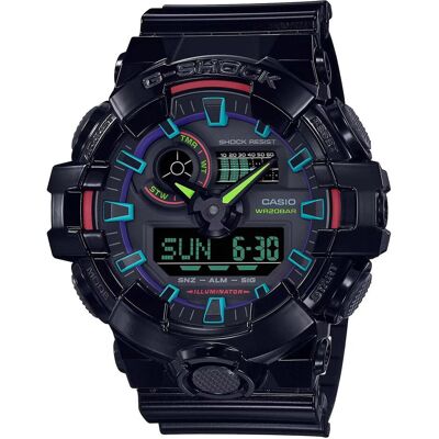 Casio Armbanduhr, GA-700RGB-1AER, Schwarz, (53 mm) Casio Armbanduhr, GA-700RGB-1AER, Schwarz, (53 mm)