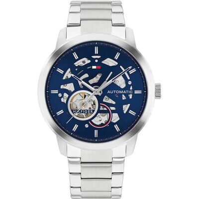 Tommy Hilfiger Armbanduhr, - Henry Automatic 1710661, Blau, Rot, Weiss, Silber, (Analoguhr, 42 mm) Tommy Hilfiger Armbanduhr, - Henry Automatic 1710661, Blau, Rot, Weiss, Silber, (Analoguhr, 42 mm)