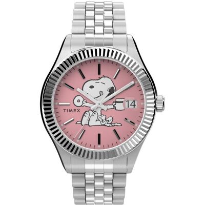 Timex, Armbanduhr, Womens Peanuts x Waterbury Legacy Watch SilverTone Bracelet Pink Dial SilverTone Case, Silber, (34 mm) Timex, Armbanduhr, Womens Peanuts x Waterbury Legacy Watch SilverTone Bracelet Pink Dial SilverTone Case, Silber, (34 mm)
