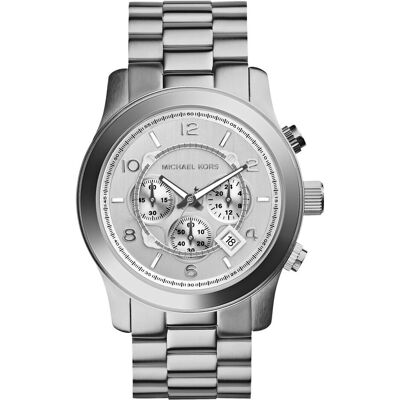 Michael Kors, Armbanduhr, Runway breit, Silber, (Chronograph, 45 mm) Michael Kors, Armbanduhr, Runway breit, Silber, (Chronograph, 45 mm)