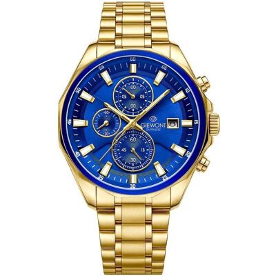 Giewont, Armbanduhr, Zegarek Zegarek Męski Chronograph Sapphire Złoto Niebieski GW7290-B6, Blau, Gold, (Analoguhr, Chronograph, 43 mm) Giewont, Armbanduhr, Zegarek Zegarek Męski Chronograph Sapphire Złoto Niebieski GW7290-B6, Blau, Gold, (Analoguhr, Chronograph, 43 mm)