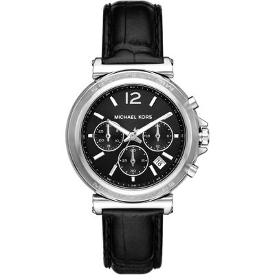 Michael Kors, Armbanduhr, Maren, Schwarz, Silber, (Chronograph, 40 mm) Michael Kors, Armbanduhr, Maren, Schwarz, Silber, (Chronograph, 40 mm)