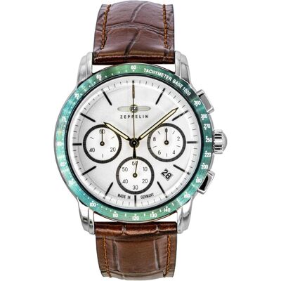 Zeppelin, Armbanduhr, 8878MB4, Silber, Weiss, (Analoguhr, Chronograph, 42 mm) Zeppelin, Armbanduhr, 8878MB4, Silber, Weiss, (Analoguhr, Chronograph, 42 mm)