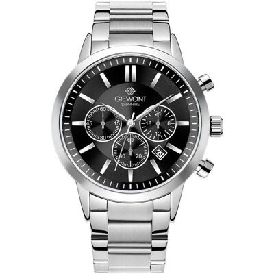 Giewont, Armbanduhr, Zegarek Zegarek Męski Chronograph Sapphire Srebrno Czarny GW8510-B1, Schwarz, Silber, (Analoguhr, Chronograph, 44 mm) Giewont, Armbanduhr, Zegarek Zegarek Męski Chronograph Sapphire Srebrno Czarny GW8510-B1, Schwarz, Silber, (Analoguhr, Chronograph, 44 mm)