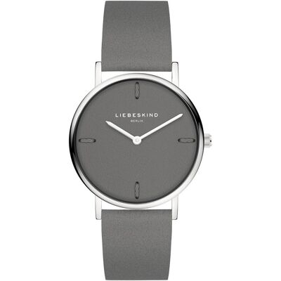 Liebeskind Berlin, Armbanduhr, Liebeskind Womens Analogue Quartz Watch with Leather Grey Grey band ring, Grau, (Analoguhr, 34 mm) Liebeskind Berlin, Armbanduhr, Liebeskind Womens Analogue Quartz Watch with Leather Grey Grey band ring, Grau, (Analoguhr, 34 mm)