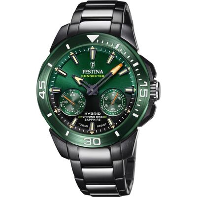 Festina, Armbanduhr, Chrono Bike Hybrid Smartwatch, Blau, Schwarz, Türkis, (Analoguhr, Chronograph, 47 mm) Festina, Armbanduhr, Chrono Bike Hybrid Smartwatch, Blau, Schwarz, Türkis, (Analoguhr, Chronograph, 47 mm)