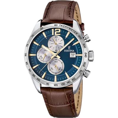 Festina, Armbanduhr, Timeless Chronograph, Braun, Beige, Türkis, Silber, Blau, (Analoguhr, Chronograph, 44 mm) Festina, Armbanduhr, Timeless Chronograph, Braun, Beige, Türkis, Silber, Blau, (Analoguhr, Chronograph, 44 mm)