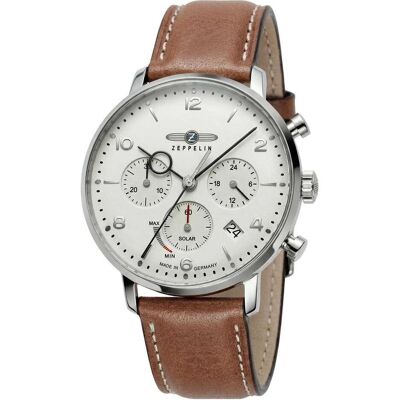 Zeppelin, Armbanduhr, Hindenburg Solar 80865n, Silber, (Analoguhr, Chronograph, 41 mm) Zeppelin, Armbanduhr, Hindenburg Solar 80865n, Silber, (Analoguhr, Chronograph, 41 mm)
