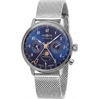 Zeppelin, Armbanduhr, LZ129 Hindenburg, Silber, Blau, (Analoguhr, 40 mm) Zeppelin, Armbanduhr, LZ129 Hindenburg, Silber, Blau, (Analoguhr, 40 mm)
