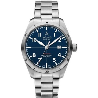Atlantic, Armbanduhr, Zegarek Męski Seaflight 70356.41.55 + BOX, Blau, Silber, (Analoguhr, Swiss Made, 44 mm) Atlantic, Armbanduhr, Zegarek Męski Seaflight 70356.41.55 + BOX, Blau, Silber, (Analoguhr, Swiss Made, 44 mm)