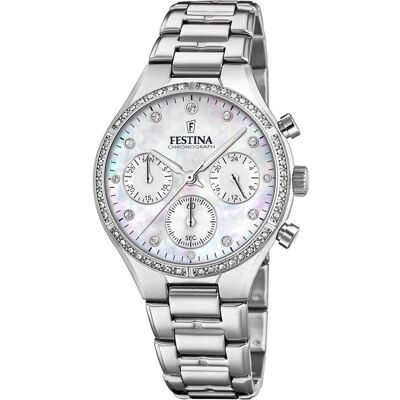 Festina, Armbanduhr, Boyfriend, Silber, (Analoguhr, Chronograph, 36 mm) Festina, Armbanduhr, Boyfriend, Silber, (Analoguhr, Chronograph, 36 mm)