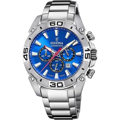Festina, Armbanduhr, Chrono Bike, Blau, Silber, (Analoguhr, Chronograph, 45 mm) Festina, Armbanduhr, Chrono Bike, Blau, Silber, (Analoguhr, Chronograph, 45 mm)