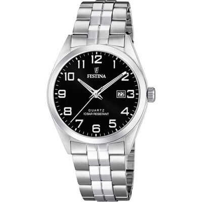 Festina, Armbanduhr, Klassik, Silber, Schwarz, (Analoguhr, 40 mm) Festina, Armbanduhr, Klassik, Silber, Schwarz, (Analoguhr, 40 mm)