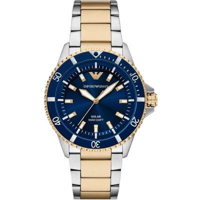 Giorgio Armani Emporio Armani, Armbanduhr, World Explorer Solar, Silber, Blau, Gold, Türkis, (42 mm) Giorgio Armani Emporio Armani, Armbanduhr, World Explorer Solar, Silber, Blau, Gold, Türkis, (42 mm)