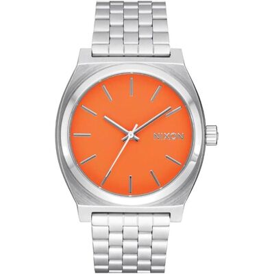 Nixon, Armbanduhr, Stilvolles Herrenmodell mit orangefarbenem Zifferblatt und Edelstahlarmband, Orange, (Analoguhr) Nixon, Armbanduhr, Stilvolles Herrenmodell mit orangefarbenem Zifferblatt und Edelstahlarmband, Orange, (Analoguhr)