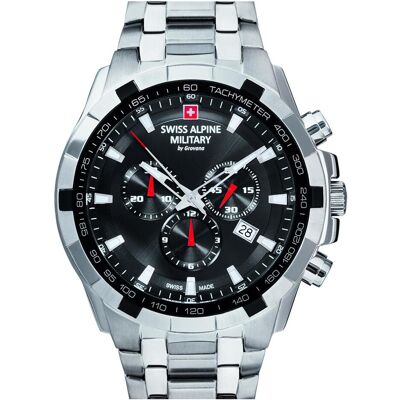 Swiss Alpine Military, Armbanduhr, Star Fighter, Silber, (Analoguhr, Chronograph, 46 mm) Swiss Alpine Military, Armbanduhr, Star Fighter, Silber, (Analoguhr, Chronograph, 46 mm)
