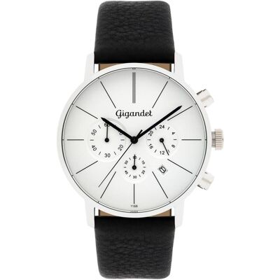 Gigandet, Armbanduhr, Elegante analoge Chronographenuhr mit Lederarmband und Datumsanzeige, Silber, (Analoguhr, Chronograph) Gigandet, Armbanduhr, Elegante analoge Chronographenuhr mit Lederarmband und Datumsanzeige, Silber, (Analoguhr, Chronograph)