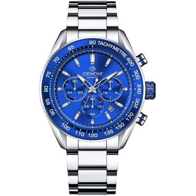 Giewont, Armbanduhr, Zegarek Zegarek Męski Chronograph Sapphire Srebrno Niebieski GW9580-B3, Blau, Silber, (Analoguhr, Chronograph, 44 mm) Giewont, Armbanduhr, Zegarek Zegarek Męski Chronograph Sapphire Srebrno Niebieski GW9580-B3, Blau, Silber, (Analoguhr, Chronograph, 44 mm)