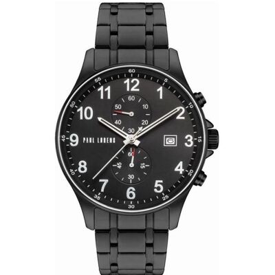 Paul Lorens, Armbanduhr, Zegarek Zegarek męski czarny elegancki na bransolecie GHOST PL20002B-1A5, Schwarz, Silber, (Chronograph, 45 mm) Paul Lorens, Armbanduhr, Zegarek Zegarek męski czarny elegancki na bransolecie GHOST PL20002B-1A5, Schwarz, Silber, (Chronograph, 45 mm)
