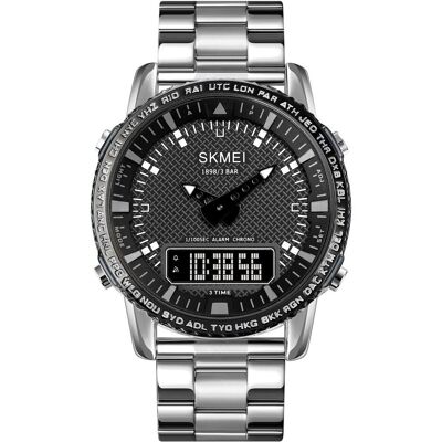 Skmei, Armbanduhr, 1898SIBK Herrenuhr + BOX, Schwarz, Silber, (45 mm) Skmei, Armbanduhr, 1898SIBK Herrenuhr + BOX, Schwarz, Silber, (45 mm)