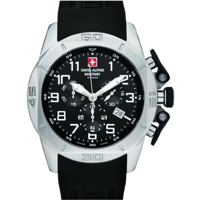 Swiss Alpine Military, Armbanduhr, 7063.9837 Chrono 45mm 10ATM, Silber, (Analoguhr, Chronograph, 45 mm) Swiss Alpine Military, Armbanduhr, 7063.9837 Chrono 45mm 10ATM, Silber, (Analoguhr, Chronograph, 45 mm)