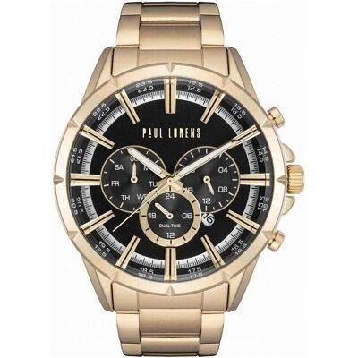 Paul Lorens, Armbanduhr, Herrenuhr PL13605B-1D1, Schwarz, Gold, (Analoguhr, Chronograph) Paul Lorens, Armbanduhr, Herrenuhr PL13605B-1D1, Schwarz, Gold, (Analoguhr, Chronograph)