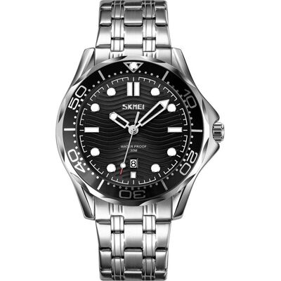 Skmei, Armbanduhr, 9276SISIBK Herrenuhr + BOX, Silber, Schwarz, (Analoguhr, 44 mm) Skmei, Armbanduhr, 9276SISIBK Herrenuhr + BOX, Silber, Schwarz, (Analoguhr, 44 mm)