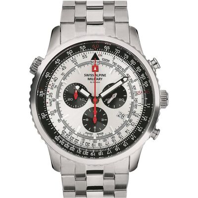 Swiss Alpine Military, Armbanduhr, 7078.9132 Chrono Herren 45mm 10ATM, Silber, (Analoguhr, Chronograph, 45 mm) Swiss Alpine Military, Armbanduhr, 7078.9132 Chrono Herren 45mm 10ATM, Silber, (Analoguhr, Chronograph, 45 mm)