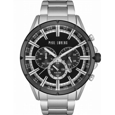 Paul Lorens, Armbanduhr, Herrenuhr PL13605B-1C1, Schwarz, Silber, (Analoguhr, Chronograph) Paul Lorens, Armbanduhr, Herrenuhr PL13605B-1C1, Schwarz, Silber, (Analoguhr, Chronograph)