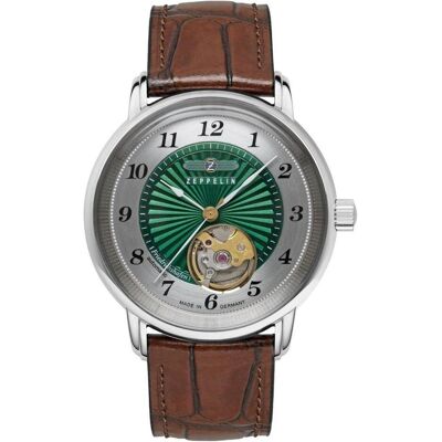 Zeppelin, Armbanduhr, 85672, Grün, Braun, Silber, (Analoguhr, 36 mm) Zeppelin, Armbanduhr, 85672, Grün, Braun, Silber, (Analoguhr, 36 mm)