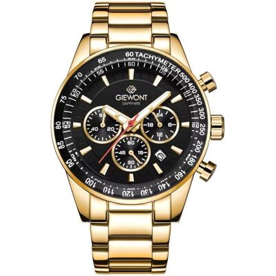 Giewont, Armbanduhr, Zegarek Zegarek Męski Chronograph Sapphire Złoto Czarny GW9140-B4, Gold, Schwarz, (Chronograph) Giewont, Armbanduhr, Zegarek Zegarek Męski Chronograph Sapphire Złoto Czarny GW9140-B4, Gold, Schwarz, (Chronograph)