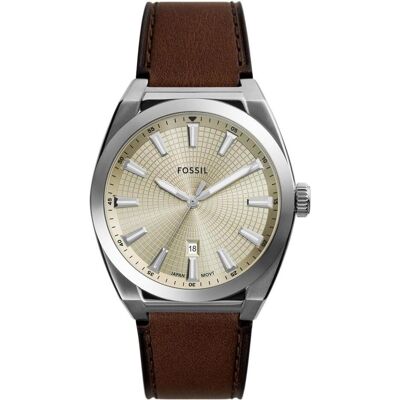 Fossil, Armbanduhr, Everett, Silber, Gold, Braun, Beige, (Analoguhr, 42 mm) Fossil, Armbanduhr, Everett, Silber, Gold, Braun, Beige, (Analoguhr, 42 mm)