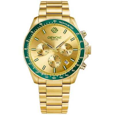 Giewont, Armbanduhr, Zegarek Zegarek Męski Chronograph Sapphire Złoto Zielony GW3520-B6, Gold, Grün, (Analoguhr, Chronograph, 44 mm) Giewont, Armbanduhr, Zegarek Zegarek Męski Chronograph Sapphire Złoto Zielony GW3520-B6, Gold, Grün, (Analoguhr, Chronograph, 44 mm)