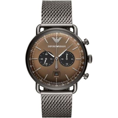 Giorgio Armani Emporio Armani, Armbanduhr, Aviator, Grau, Braun, (Chronograph, 43 mm) Giorgio Armani Emporio Armani, Armbanduhr, Aviator, Grau, Braun, (Chronograph, 43 mm)