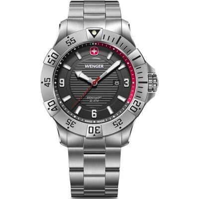 Wenger, Armbanduhr, 01.0641.139 Seaforce, Silber, Rot, Schwarz, (Analoguhr, Swiss Made, 43 mm) Wenger, Armbanduhr, 01.0641.139 Seaforce, Silber, Rot, Schwarz, (Analoguhr, Swiss Made, 43 mm)