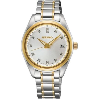 Seiko Armbanduhr, Womens Analogue Quartz Watch with Stainless Steel Bracelet SUR582P1 SilverGold silvergold strappy, Silber, Gold, (Analoguhr, 32 mm) Seiko Armbanduhr, Womens Analogue Quartz Watch with Stainless Steel Bracelet SUR582P1 SilverGold silvergold strappy, Silber, Gold, (Analoguhr, 32 mm)