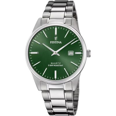 Festina, Armbanduhr, Herrenuhr F20511/5 Silberfarben, Silber, Grün, (Analoguhr, 40 mm) Festina, Armbanduhr, Herrenuhr F20511/5 Silberfarben, Silber, Grün, (Analoguhr, 40 mm)
