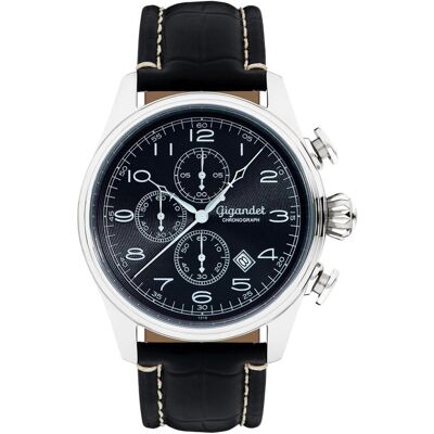 Gigandet, Armbanduhr, Elegante analoge Chronograph mit Lederarmband und 50 m wasserdicht, (Chronograph) Gigandet, Armbanduhr, Elegante analoge Chronograph mit Lederarmband und 50 m wasserdicht, (Chronograph)