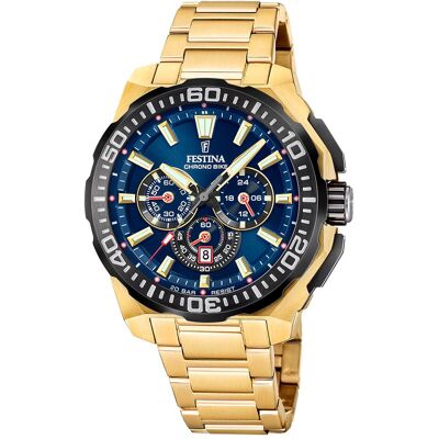 Festina, Armbanduhr, F20727/1 Chrono Bike, Gold, Blau, (Chronograph, 45.50 mm) Festina, Armbanduhr, F20727/1 Chrono Bike, Gold, Blau, (Chronograph, 45.50 mm)