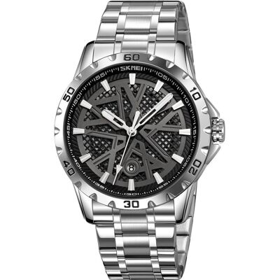 Skmei, Armbanduhr, 9337SIBK Herrenuhr + BOX, Weiss, Schwarz, Silber, (Analoguhr, 43 mm) Skmei, Armbanduhr, 9337SIBK Herrenuhr + BOX, Weiss, Schwarz, Silber, (Analoguhr, 43 mm)