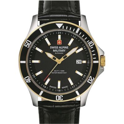 Swiss Alpine Military, Armbanduhr, 7022.1547 Herren 42mm 10ATM, Schwarz, Silber, (Analoguhr) Swiss Alpine Military, Armbanduhr, 7022.1547 Herren 42mm 10ATM, Schwarz, Silber, (Analoguhr)