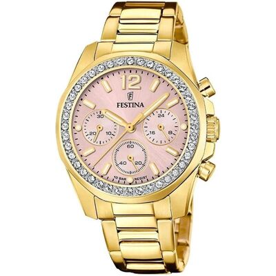 Festina, Armbanduhr, F20609/4 Boyfriend Collection, Gold, Rosa, Silber, (Chronograph, 38 mm) Festina, Armbanduhr, F20609/4 Boyfriend Collection, Gold, Rosa, Silber, (Chronograph, 38 mm)
