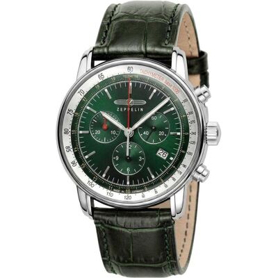Zeppelin, Armbanduhr, Zegarek LZ 14 Marine 8888-4 quartz, Silber, Grün, (Analoguhr, Chronograph, 42 mm) Zeppelin, Armbanduhr, Zegarek LZ 14 Marine 8888-4 quartz, Silber, Grün, (Analoguhr, Chronograph, 42 mm)