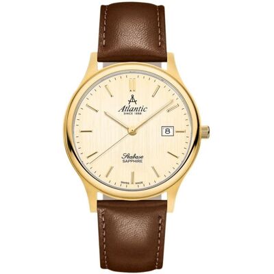 Atlantic, Armbanduhr, Zegarek Zegarek Męski Seabase 60343.45.31 + BOX, Gold, Braun, (Analoguhr, Swiss Made, 40 mm) Atlantic, Armbanduhr, Zegarek Zegarek Męski Seabase 60343.45.31 + BOX, Gold, Braun, (Analoguhr, Swiss Made, 40 mm)